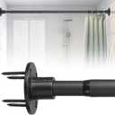 Shower Curtain Rod 30-49 Inch Closet Rod, 1 Inch Diameter Adjustable Heavy Duty Shower Rods Anti-Rust Wall-Mounted Fixed Shower Curtain Rod, Matte Black