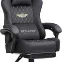 GTRACING Gaming Chair Fabric with Footrest, Big and Tall Game Chair High Back Computer Office Chair with Lumbar Support for Adults, Ergonomic Swivel Games Chair with Pocket Spring Cushion Gaming Grey