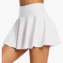 baleaf Women's Tennis Skirts High Waisted Tummy Control Pleated Athletic Golf Skorts Skirts for Running White S/M
