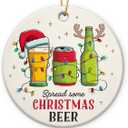 Pack Of Beer Christmas Ornaments 2025 - Unique Ceramic Drink Ornament, White Elephant Gifts for Adults Funny for Beer Drinkers, Adults Present Exchange for Friends, Coworkers, Family