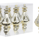 RoseCraft Christmas Ornaments Set, 5.9Inch Plastic Shatterproof Christmas Ball Hanging Ornaments for Xmas Tree Decorations, for Indoor Home Thanksgiving Party Decor - 6Pcs / Champagne.