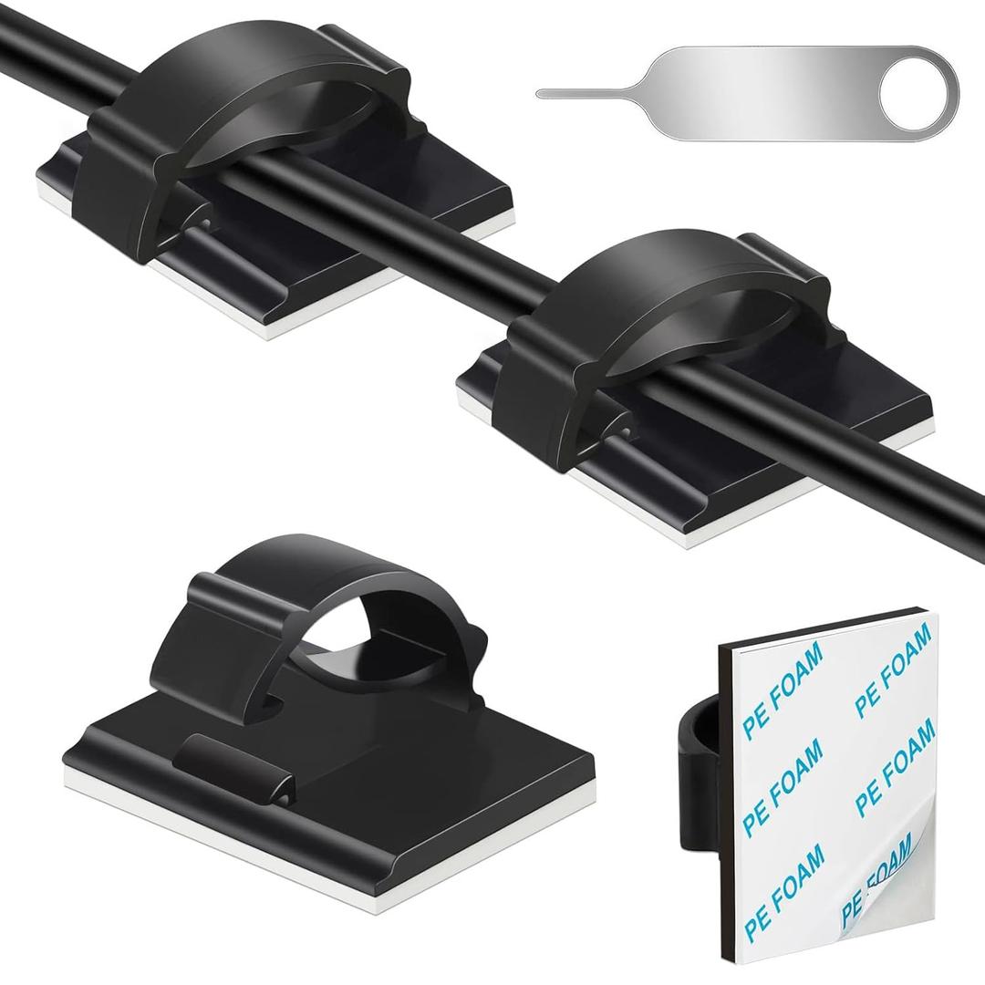 Adhesive Cable Holder Management Wire Clips 50 Pcs BlackSuitable for Cables with a Diameter of  6mm in Cars, Houses, and Offices