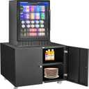 Mini Fridge Stand with Storage, Mobile Mini Fridge Shelf with 4 Wheels, Refrigerator Stand Table for Dorm, Small Refrigerator Stands Storage Cart Printer Stand with 2 Doors 17.7 in H Black