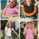 3 Pack Girls Shirts Cotton Basic Tees Ribbed Knit Slim Fit T Shirts Boat Neck Tops Casual for Kids Ages 5-14