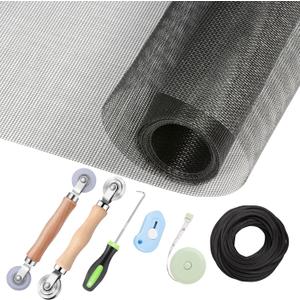 Window Screen Repair Kit - 59" x 106" Screen Door Replacement Fiberglass Screen Mesh with All Screen Tools for Sliding Door and Patio Screen Door Replacement, TOOLTRIZ