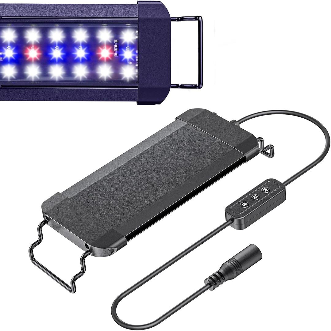 Pawfly 6 W Terrarium Light for 6" to 10" Terrariums Extendable Reptile Tank Light with Full Spectrum Brilliant White Blue Red Lights with Day & Night Modes and Adjustable Brightness