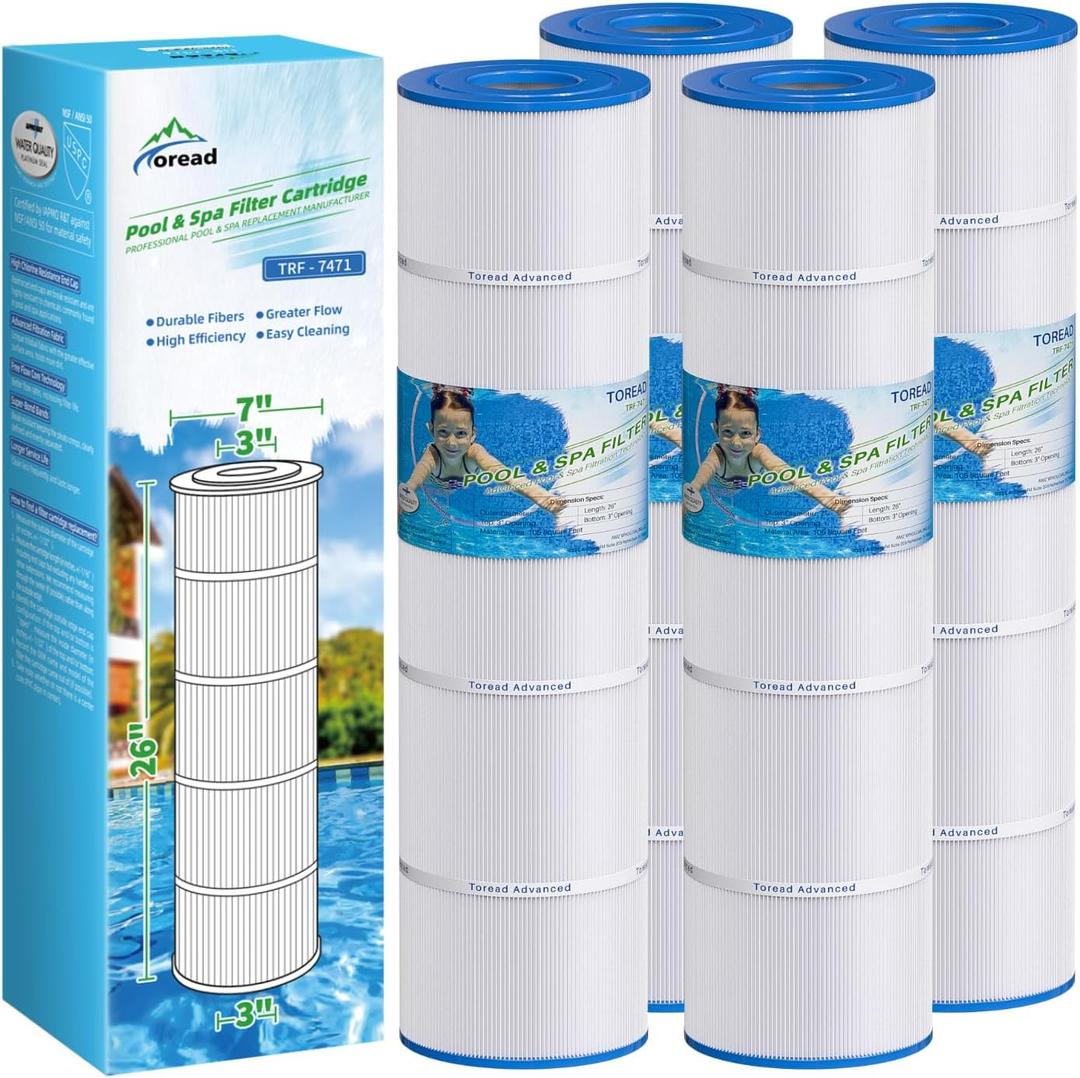 CCP420 Pool Filter Replaces Pentair Clean and Clear Plus 420, PCC105-PAK4, Ultral-A6, Unicel C-7471, R173576, Filbur FC-1977, 817-0106, 178584, 570-0425, 4X105 sq. ft. Cartridge 26"x7"