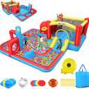 AKEYDIY Bounce House for Kids 3-10,Tunnel Obstacle, Dual Slides- Inflatable Obstacle Course Bounce House,Adventure Maze Inflatable Water Slides Park for Kids Indoor Backyard