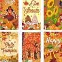 Preboun 6 Pcs Thanksgiving Fall Door Cover for Front Door Thanksgiving Entry Banner Decoration 78 x 35 Inches Happy Fall Entrance Background Dwarf Pumpkin Harvest Porch Banner for Indoor Outdoor