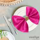 40 Pack Satin Napkins and Napkin Rings Set of 20 Hot Pink Satin Table Napkins 17 x 17 Inch, 20Pcs Silky Cloth Napkins for Wedding Party Banquets Dinner