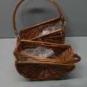 Willinglong 2 Pcs Flower Girl Baskets Half Moon Wicker Rattan Basket with Handle Willow Wedding Baskets for Wedding Picnic Home Decorations Garden Storage (Dark Color)
