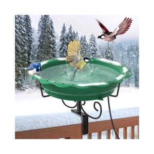 Heated Bird Baths for Outdoors, 100W Heated Bird Bath for Deck Railing, Heated Birdbath with Thermostat Control, Heated Bird Bath for Outside Winter Garden Patio Yard (Green)