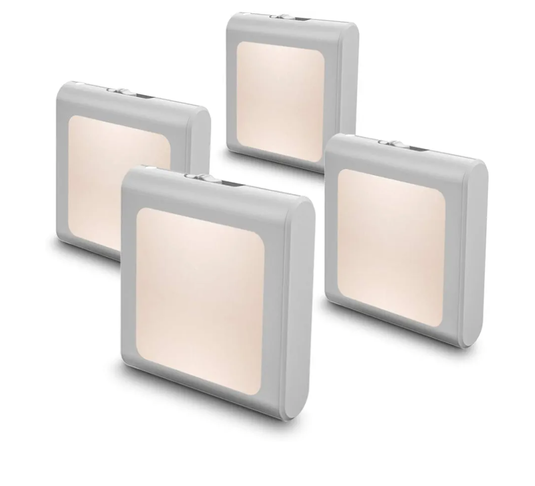 Led Night Light with Auto Dusk to Dawn Sensor, Soft Warm White Nightlights for Hallway, Bedroom, Kids Room, Kitchen, Stairway, 4 Pack