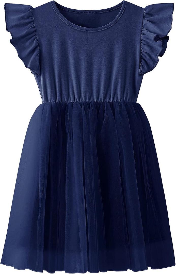 Toddler Baby Girl Tutu Tulle Dress Sleeveless Fluffy Cute Party Sundress (Blue)