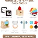 OOOK Montessori Toys 0-6 Months, Montessori Toy Set, 7 in 1 Newborn Baby Toys with Spinning Drum, Tissue Box Toy, Sensory Balls, Contrast Cards and More, Medium