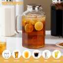 1 Gallon 128oz Octagon Glass Water Pitcher with Lid and Spout, Water Pitchers with Handle for Fridge, Borosilicate Glass Carafe for Hot/Cold Drink, Extra Large Jug for Iced Tea, Coffee.