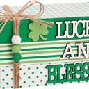 Valery Madelyn St Patrick's Day Decorations, St Patrick's Day Wooden Book Decor, Shamrock Decorations for Tiered Tray Shelf Coffee Table Side Table Home Office with Tassel and Beads, 5 inch (Medium)