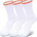 Anti-Blister Performance Sport Socks Seamless Toe Arch Compression Breathable Cotton Athletic Socks for Running Gym (White)