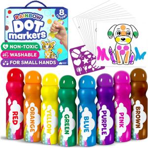 Dot Markers For Toddlers 1-3 - Dot Art Paints Washable For Kids - Includes Printed & PDF Coloring Sheets - Toddler Arts And Crafts - Preschool Learning Activities - Bingo Daubers For Toddlers 2-4