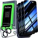 4 x Ferilinso Auto-Dust-Install 3 Pack Privacy Screen Protector for iPhone 17 Pro Max with (Private Accessories)-Metal Aluminum Alloy Camera Lens Protector, Tempered Glass Cover, Case Friendly