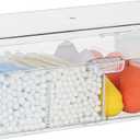 Clear Acrylic Qtip Holder Dispenser with Lid, 4-Compartment Cotton Ball Holder for Cotton Pads, Q-Tips, Makeup Sponges, Transparent athroom Canisters for Bathroom, Bedroom, or Vanity Countertop