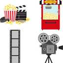 Honoson 4 Pcs Large 30" Movie Night Party Decoration Cardboard Cutouts Film Popcorn Clapperboard Lifesize Stand-ups for Awards Red Carpet Birthday Photo Backdrop Props Supplies