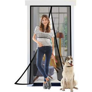 Titan Mall Magnetic Mesh Screen Door - Heavy Duty, Retractable, Self-Sealing - Keep Bugs Out, Hands Free - 39" x 82" - Pet & Kid Friendly (Black)