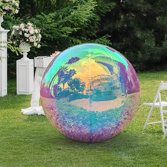 VEBESYET Colorful Inflatable Mirror Ball Reusable Big Shinny Balls Large Event Decoration Balloon PVC Disco Bubble Balloon with Electric Pump for Party, Wedding Decor (1 Piece, 0.5m/ 19.7in)