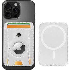 PureGear Mag AirTag Wallet, Magnetic Wallet with Protective AirTag Holder for iPhone 17/16/15/14/13/12 Series, MagSafe Compatible, Holds Up to 8 Cards, Slim Minimalist, AirTagNot Included (White)