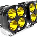 SUFEMOTEC Yellow Led Pods Lights 3Inch 40W Led Driving Off Road Lighting 12V 24V Spot Cube Light Bar for 4WD Pickup Trucks Boat ATV UTV SUV Motorcycle Golf Tractor Amber Fog Light (Pack of 2)