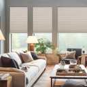 Changshade Cordless Cellular Shades,Blackout Honeycomb Shades for Windows,Pull Down Pleated Blinds,Easy to Install for Indoor Windows and French Doors,Beige(Blackout),30" w x 64" h