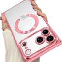 OOK Magnetic Case Made for iPhone 17 Pro Max 6.9 Inch (Compatible with MagSafe) Clear Phone Cover with Screen Protector Soft TPU Anti-Scratch Shockproof Protective Case for Women Men - Pink