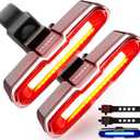 Canway Bicycle Rear Light Red/Blue, Bike Tail Light Rechargeable 168 Lumens Bike Tail Light Battery USB C 500mah 5 Modes Waterproof Safety for Road Mountain Night Riding