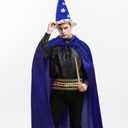 Ramede 4 Pcs Wizard Costume Include Wizard Hat Cloak Beard and Wand for Halloween Party Costume, 47.2"
