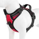 PHOEPET No Pull Dog Harnesses for Small Dogs Reflective Adjustable Front Clip Vest with Handle 2 Metal Rings 2 Buckles [Easy to Put on & Take Off](S, Red)