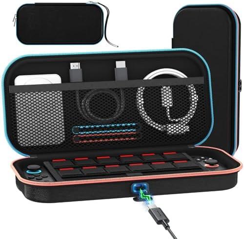 ivoler Charge inside Carrying Case for Nintendo Switch 2 Console 2025, Travel Case with Charging Cable Port, Holds 12 Game Cards Cartridge for Switch 2 Accessories– Black