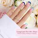 2 x 150pcs Blue French Tip Press on Nails, Short Soft Gel Nail Tips in 15Sizes, Pre-lasting Soak Off Square Acrylic Fake Nails, No Need to File False Nail Tips Extension for Women Girl Nails