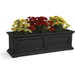 Mayne Fairfield 3-Foot Window Box  Self-Watering, Weather-Resistant Planter for Flowers  Durable Design for Outdoor Use, Perfect for Windows (Black)