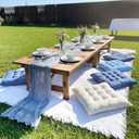Extra Large Outdoor Picnic Blanket with Table Runner and Floor Pillow Cushion for Picnic Wedding Birthday Baby Shower Backyard(91 x 71'',Blue,White,6-Person)