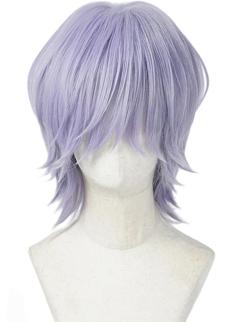 Topcosplay Men's Anime Light Purple Short Hair Role Playing Wig Halloween Carnival Party Wig