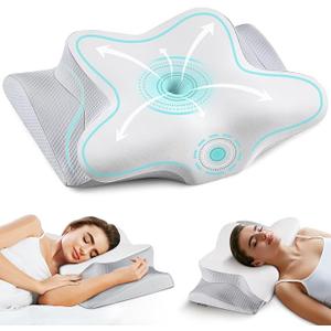 Cervical Neck Pillow  Cooling Pillow for Neck Pain Relief, Ergonomic Side Sleeper Pillow for Sleeping, Contour Memory Foam Pillows for Neck Support, Orthopedic Bed Pillow for Back Stomach Sleepers