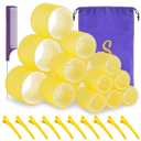 Self grip hair roller set,18 pcs,Hair rollers with hair roller clips and comb,Salon hairdressing curlers,DIY Hair Styles, Sungenol 3 Sizes Yellow Hair Rollers in 1 set