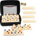 Rummy Cube 8 Player Edition with 8 Wooden Racks/Trays, 214 Large Numbers Rummy Tiles 6-8 Players Set with Zippered Case, Rummy Travel Game Set with 8 Tiles Holders for Family Adults Kids