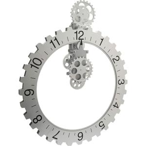 Kikkerland Big Wheel Revolving Wall Clock, Silver