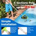 Mowend Upgrade Pool Net Total Length 6 Feet, Swimming Pool Skimmer Net with 6 Section Telescopic Aluminum Pole for Fast Cleaning Ponds, Hot Tub, and Spas, Pool Cleaner Supplies and Accessories