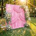 10ft x 8ft Wrinkle Free Pink Backdrop Curtain Drapes, Thick Polyester Baby Pink Backdrop for Girls Birthday Wedding Party Background Baby Shower