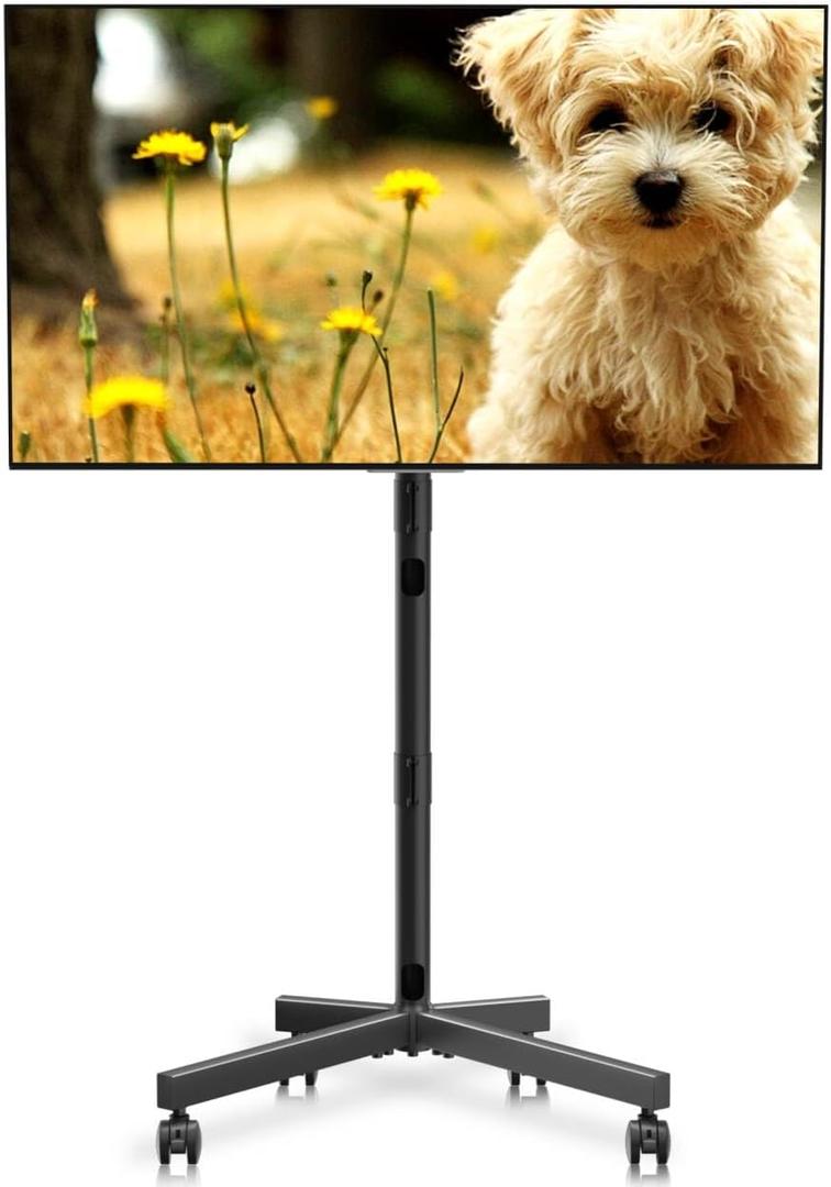 Mobile TV Stand with Wheels for Most 21-60 Inch Flat/Curved Screens TVs, Height Adjustable Rolling TV Cart, up to 77 lbs, Max VESA 400x400, ML55SE (Black)