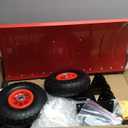 29x16.5 in Snow Shovel with 5-Position Angled Blade & Adjustable Handle, Heavy Duty Metal Snow Pusher Shovel with Wheels for Driveway, Doorway, Sidewalk, Pavement, Red & Black