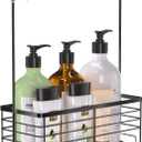 YUOROS Hanging Shower Caddy, Over the Door Shower Organizer Rack 304 Stainless Steel Rustproof (Black) (1 Tier)