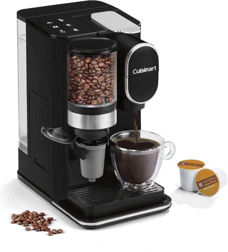 Cuisinart Single-Serve Coffee Maker + Coffee Grinder with 8 oz., 10 oz., and 12 oz. Serving Size, Compatible with Single-Cup Pods, 48-Ounce Removable Reservoir, Stainless Steel, DGB-2 (Black)